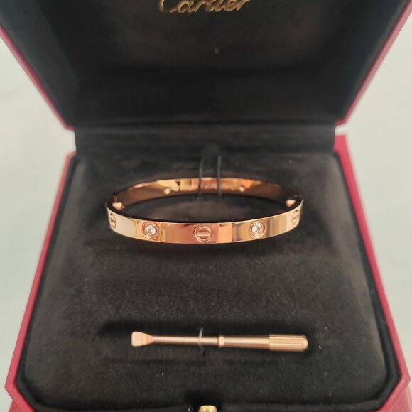 Cartier Wide Four-Diamond Classic Bracelet in Rose Gold - Picture 2 of 7